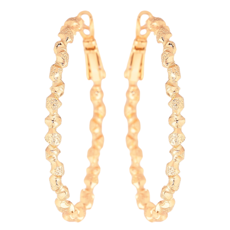 Сережки Xuping колір позолота 18K кільця (конго) декоративний візерунок ø 4см фото №15