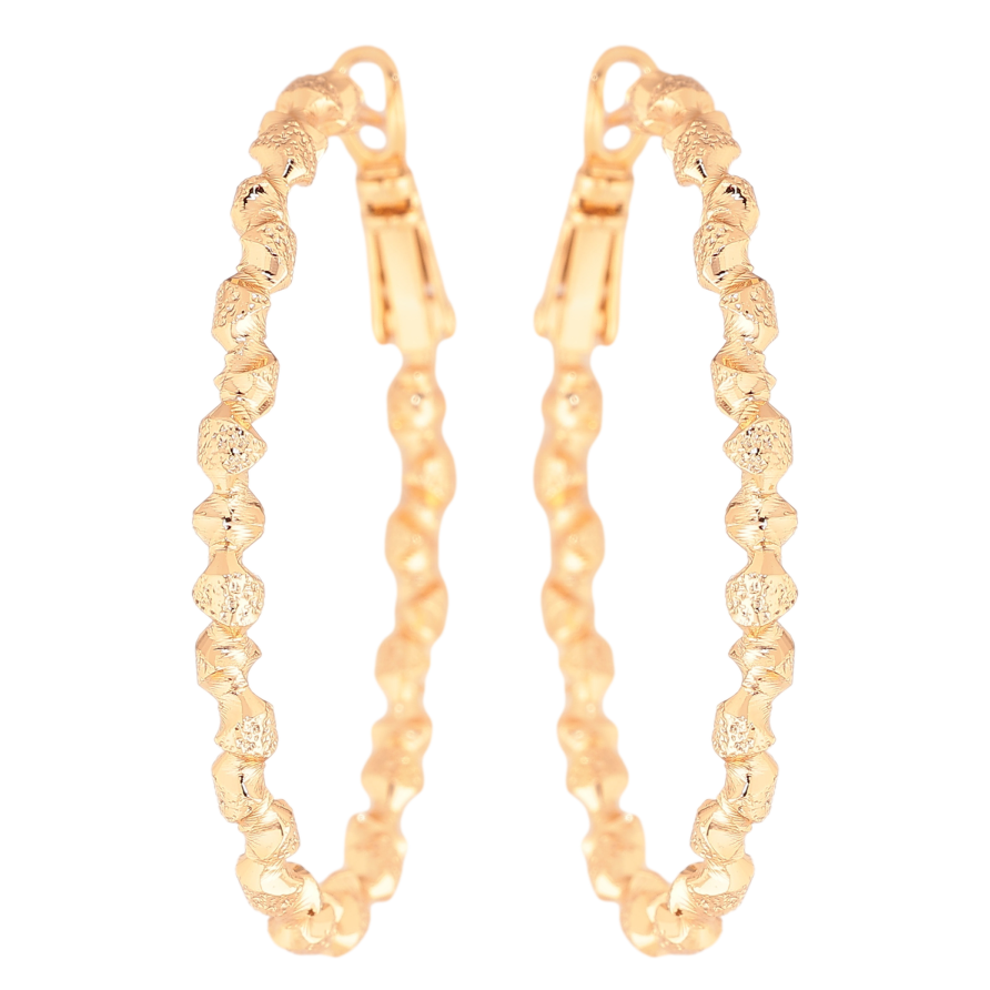 Серьги Xuping цвет позолота 18K кольца (конго) декоративный узор ø 4см фото №1