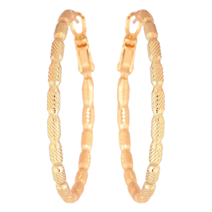Сережки Xuping колір позолота 18K кільця (конго) декоративний візерунок ø 4см фото №14