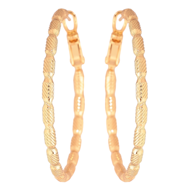 Серьги Xuping цвет позолота 18K кольца (конго) декоративный узор ø 4см фото №3