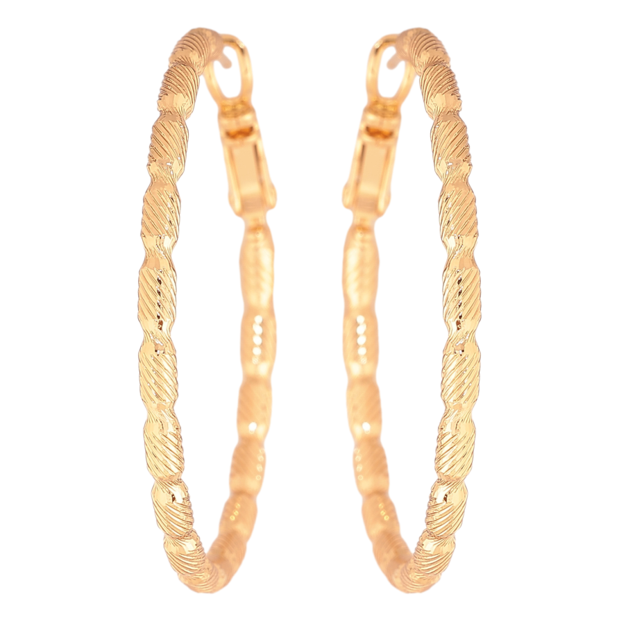 Серьги Xuping цвет позолота 18K кольца (конго) декоративный узор ø 4см фото №1