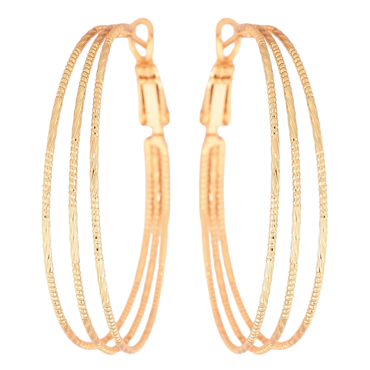 Сережки Xuping колір позолота 18K кільця (конго) декоративний візерунок ø 4см фото №5