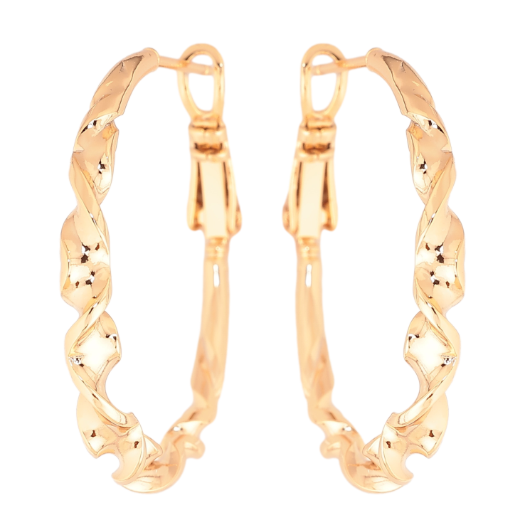 Сережки Xuping колір позолота 18K кільця (конго) декоративний візерунок ø 3см фото №4