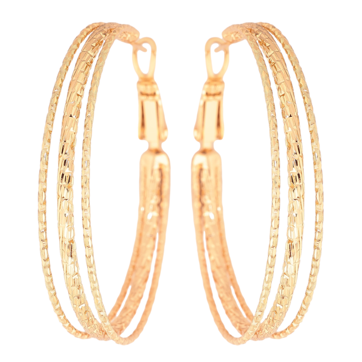 Сережки Xuping колір позолота 18K кільця (конго) декоративний візерунок ø 4см фото №11