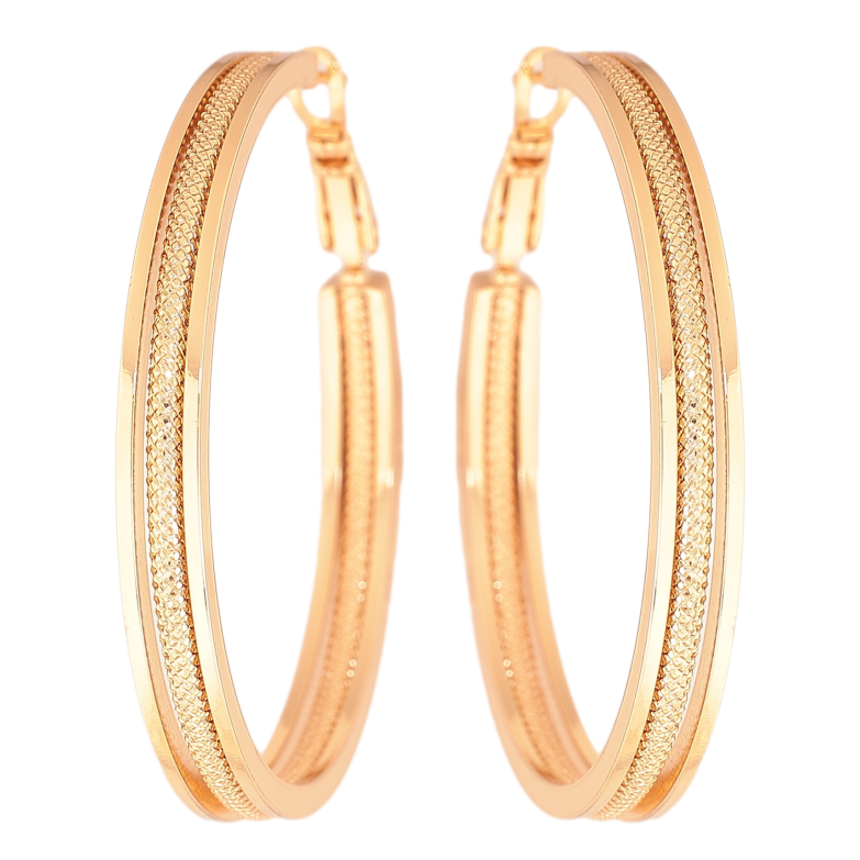 Серьги Xuping цвет позолота 18K кольца (конго) декоративный узор ø 4.5см фото №2