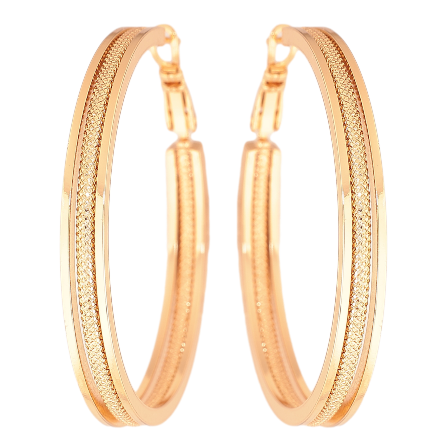 Серьги Xuping цвет позолота 18K кольца (конго) декоративный узор ø 4.5см фото №1