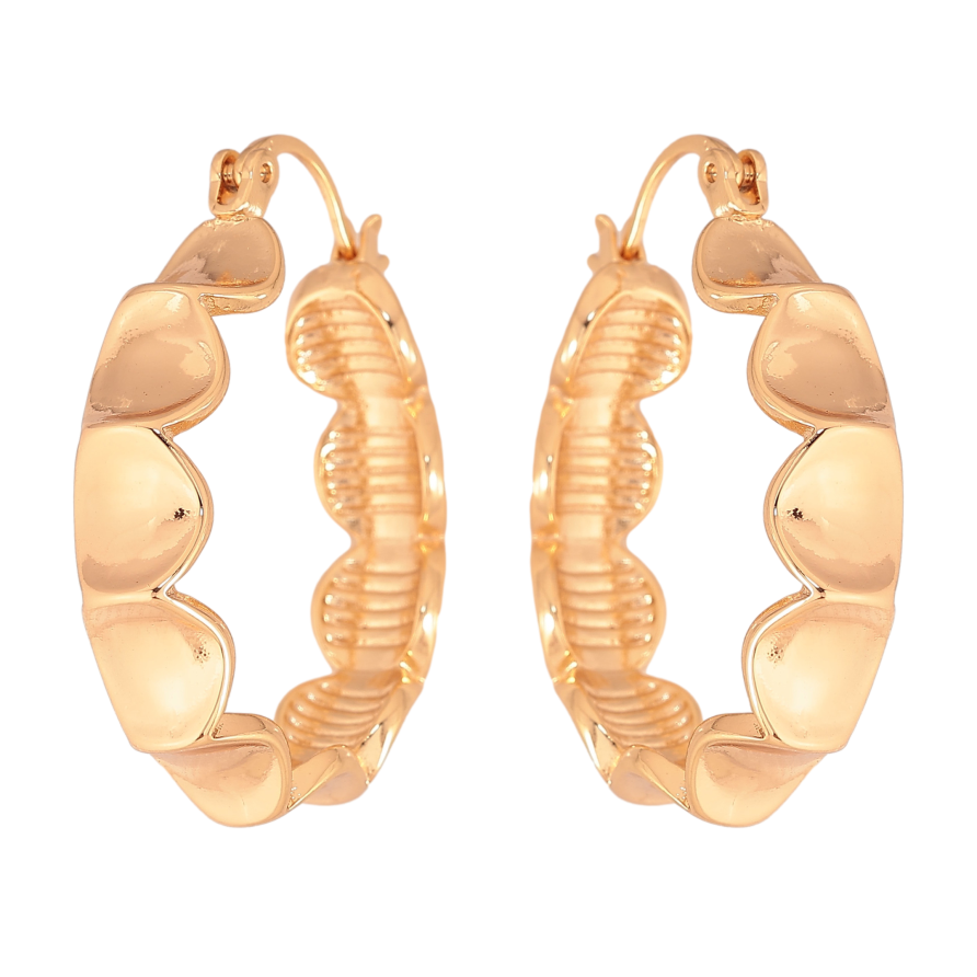 Серьги Xuping цвет Позолота 18K кольца (конго) "Декоративный узор" ø 2.5см фото №1
