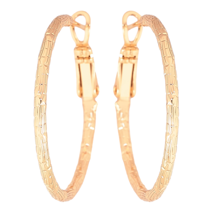 Серьги Xuping цвет Позолота 18K кольца (конго) "Декоративный узор" ø 3см фото №4