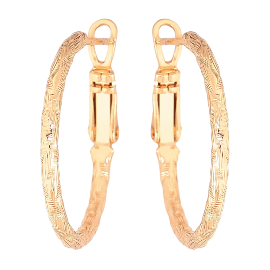 Серьги Xuping цвет Позолота 18K кольца (конго) "Декоративный узор" ø 2.5см фото №1 Серьги Xuping цвет Позолота 18K кольца (конго) "Декоративный узор" ø 2.5см фото №1