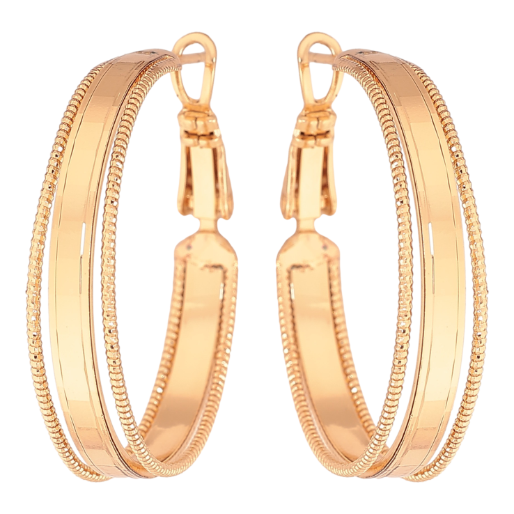Серьги Xuping цвет Позолота 18K кольца (конго) "Декоративный узор" ø 3см фото №24