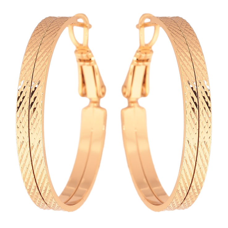 Серьги Xuping цвет Позолота 18K кольца (конго) "Декоративный узор" ø 3см фото №16