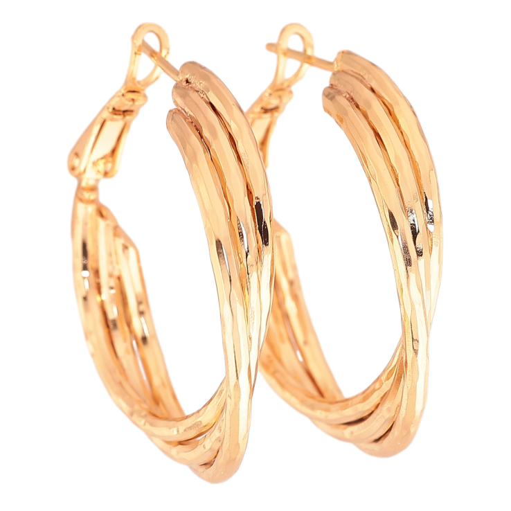 Серьги Xuping цвет Позолота 18K кольца (конго) "Декоративный узор" ø 3см фото №21