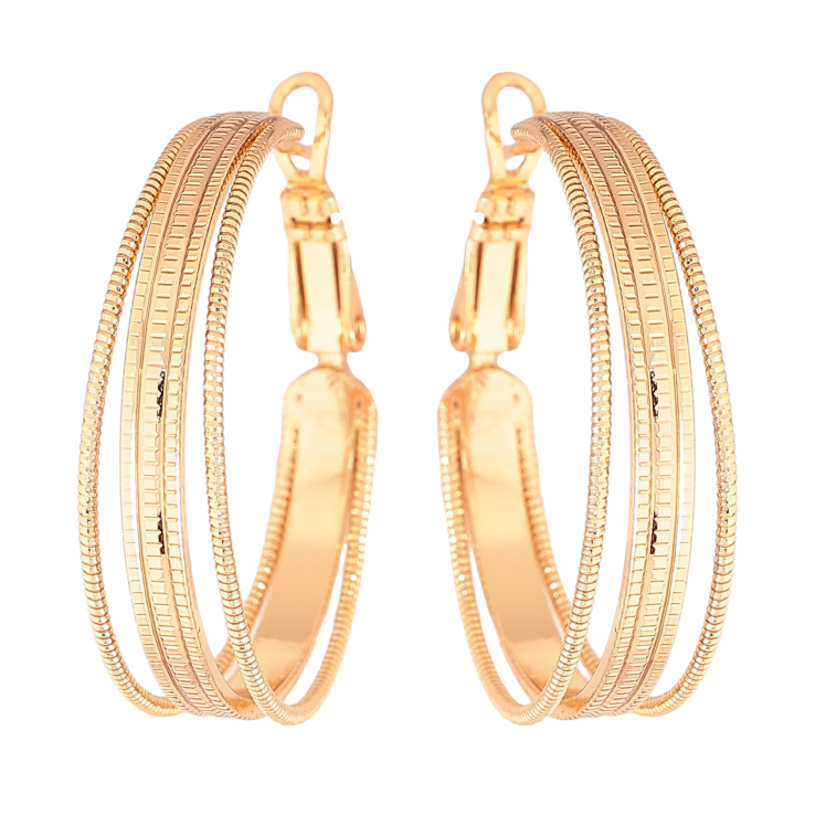 Серьги Xuping цвет Позолота 18K кольца (конго) "Декоративный узор" ø 3см фото №13