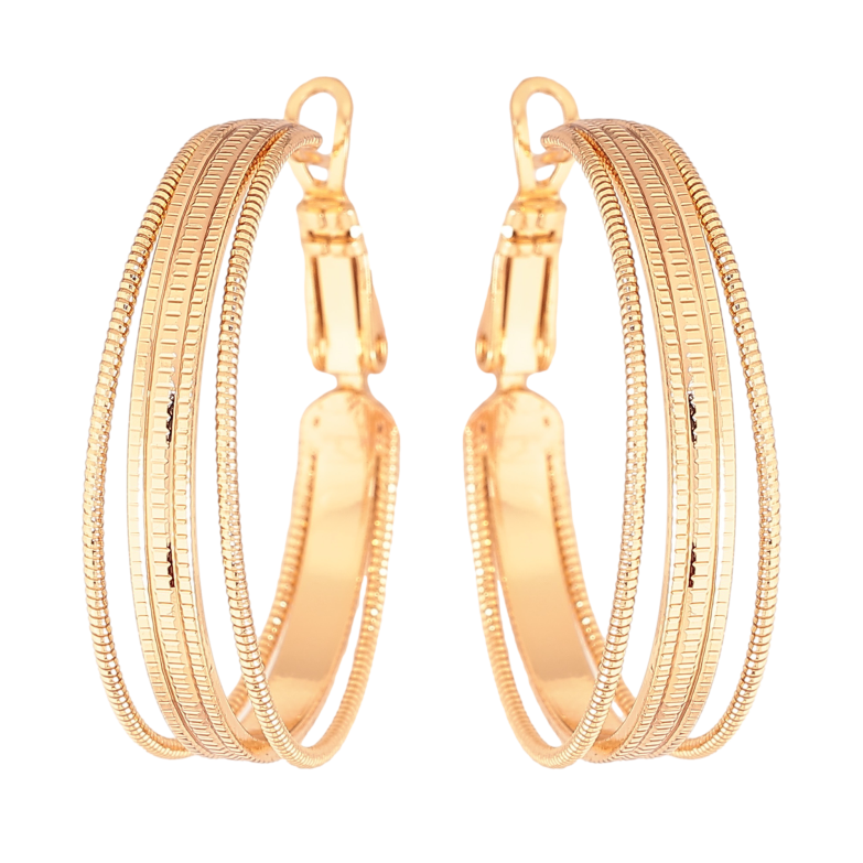 Сережки Xuping колір Позолота 18K кільця (конго) "Декоративний візерунок" ø 3см фото №11