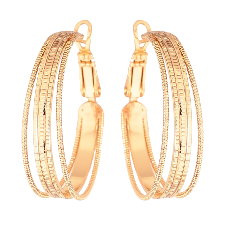 Серьги Xuping цвет Позолота 18K кольца (конго) "Декоративный узор" ø 3см фото №1 Серьги Xuping цвет Позолота 18K кольца (конго) "Декоративный узор" ø 3см фото №1