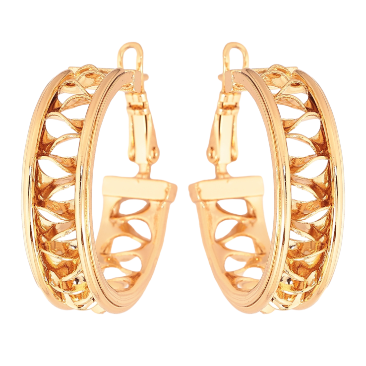 Серьги Xuping цвет Позолота 18K кольца (конго) "Декоративный узор" ø 3см фото №15