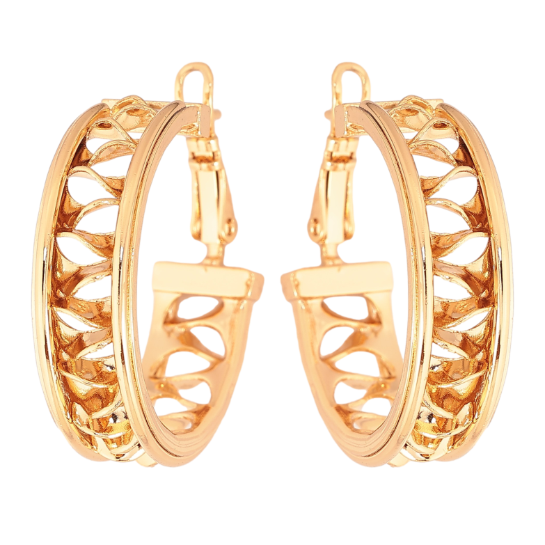 Сережки Xuping колір Позолота 18K кільця (конго) "Декоративний візерунок" ø 3см фото №11