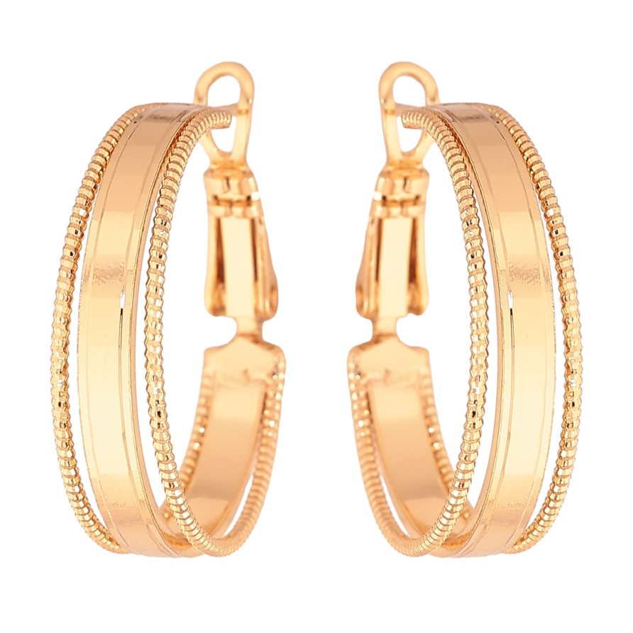 Сережки Xuping колір Позолота 18K кільця (конго) "Декоративний візерунок" ø 2.5см фото №1 Сережки Xuping колір Позолота 18K кільця (конго) "Декоративний візерунок" ø 2.5см фото №1