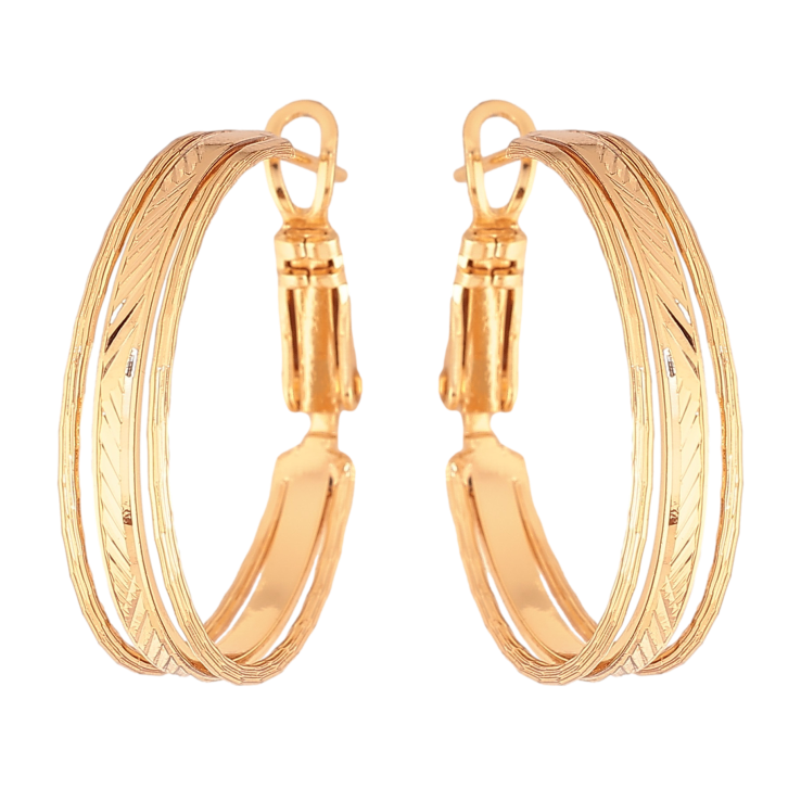 Серьги Xuping цвет Позолота 18K кольца (конго) "Декоративный узор" ø 2.5см фото №20