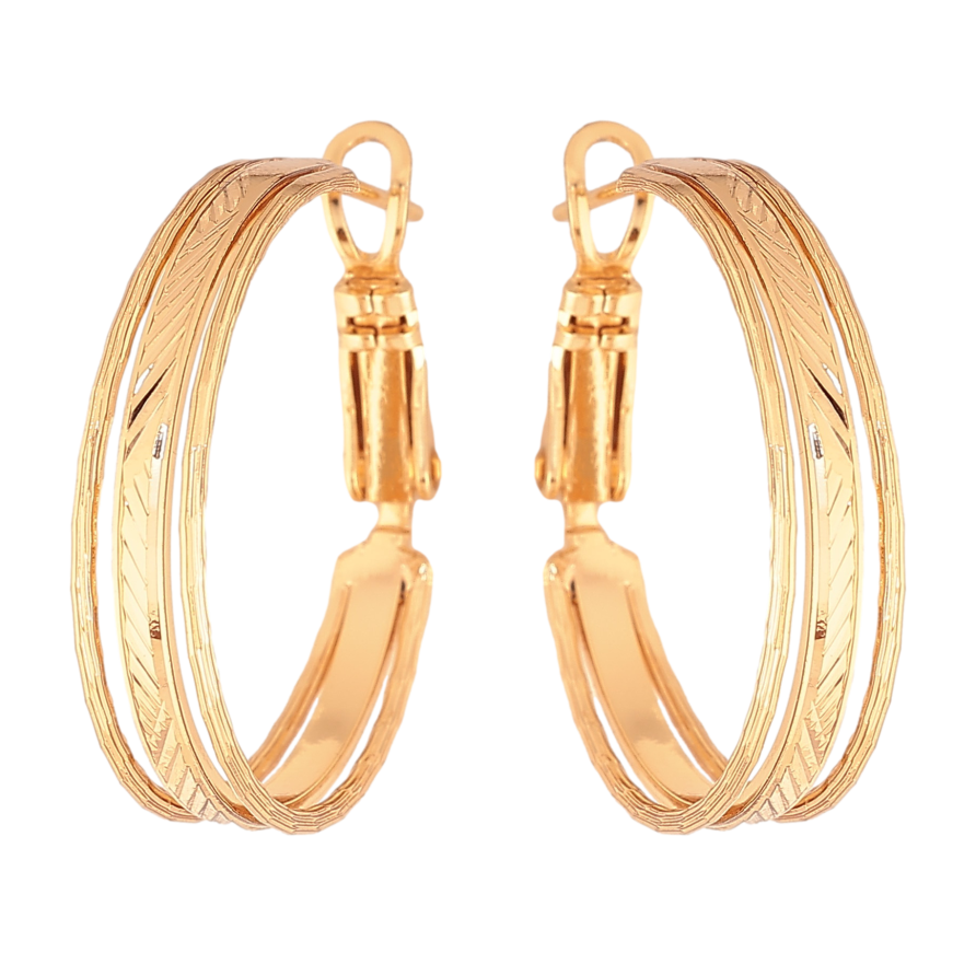 Серьги Xuping цвет Позолота 18K кольца (конго) "Декоративный узор" ø 2.5см фото №1