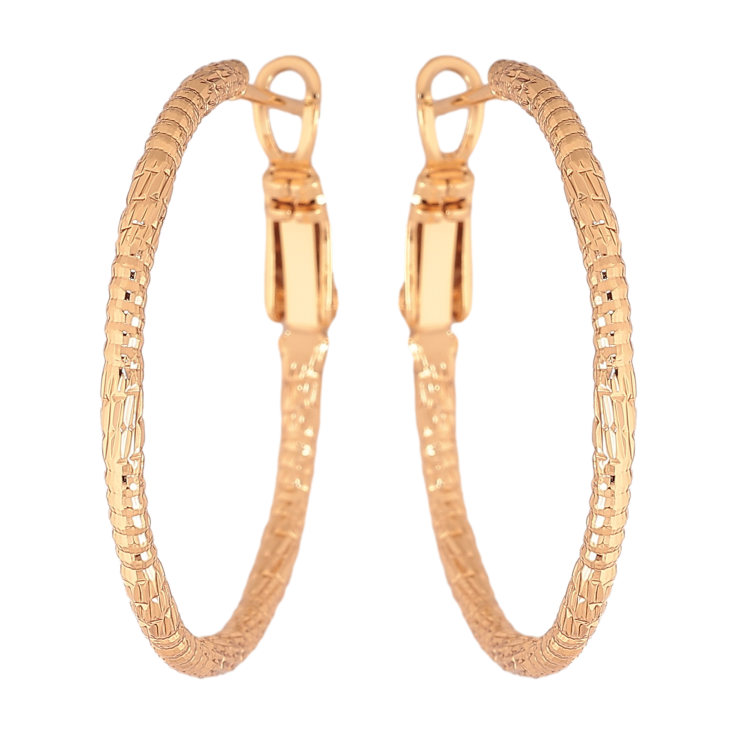 Серьги Xuping цвет Позолота 18K кольца (конго) "Декоративный узор" ø 3см фото №6