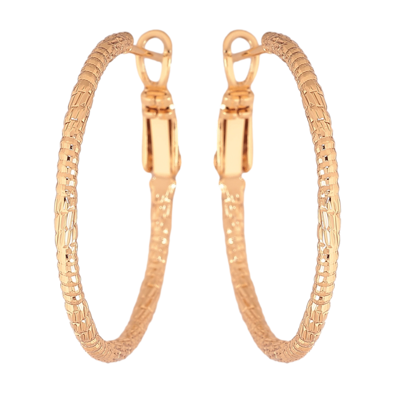 Сережки Xuping колір Позолота 18K кільця (конго) "Декоративний візерунок" ø 3см фото №8 Сережки Xuping колір Позолота 18K кільця (конго) "Декоративний візерунок" ø 3см фото №8