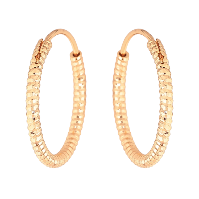 Сережки Xuping колір Позолота 18K кільця (конго) "Декоративний візерунок" ø 2см фото №9