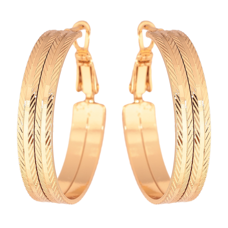 Серьги Xuping цвет Позолота 18K кольца (конго) "Декоративный узор" ø 3см фото №6