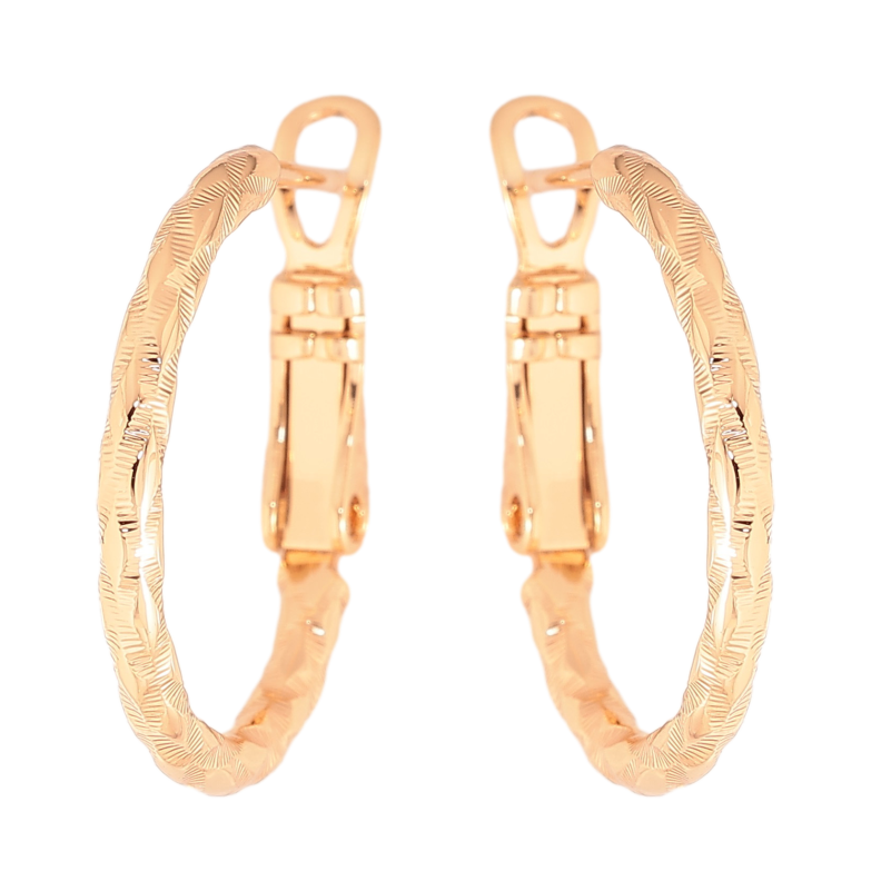 Серьги Xuping цвет Позолота 18K кольца (конго) "Декоративный узор" ø 2см фото №3