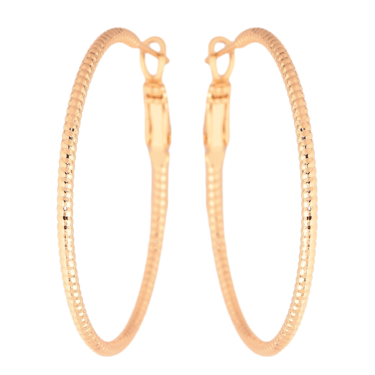 Серьги Xuping цвет Позолота 18K кольца (конго) "Декоративный узор" ø 4см фото №4