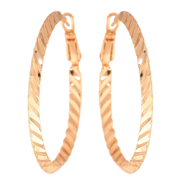 Серьги Xuping цвет Позолота 18K кольца (конго) "Декоративный узор" ø 4см фото №2