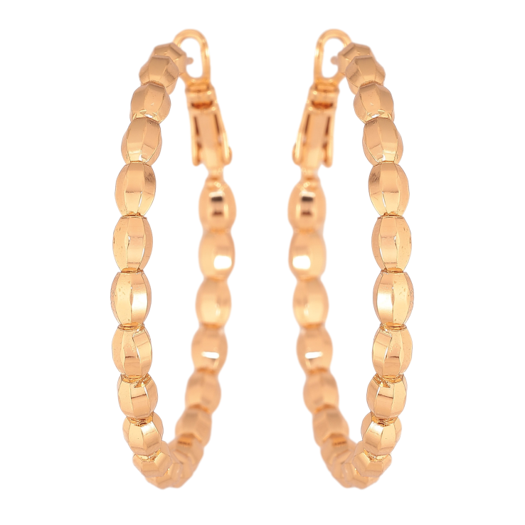 Серьги Xuping цвет Позолота 18K кольца (конго) "Декоративный узор" ø 4см фото №5