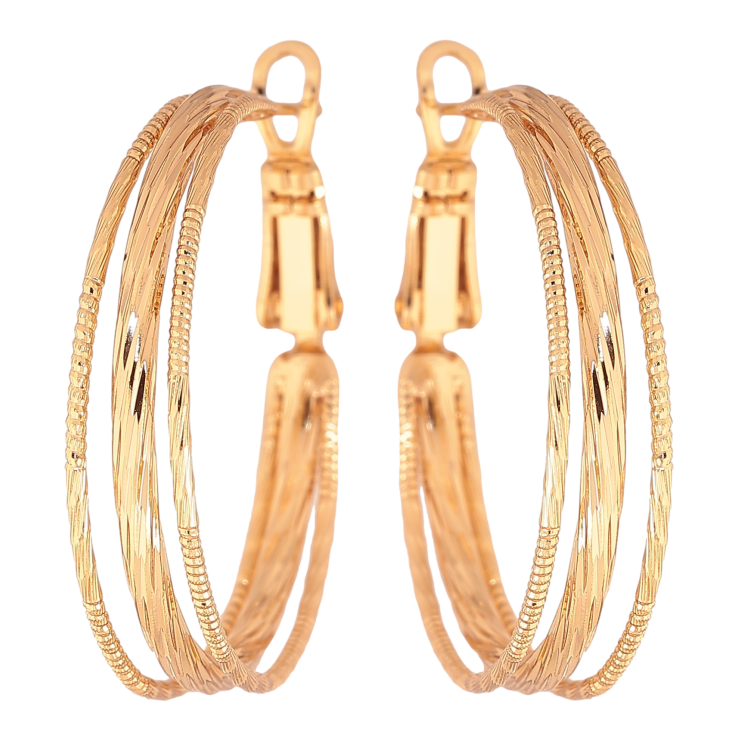Серьги Xuping цвет Позолота 18K кольца (конго) "Декоративный узор" ø 3см фото №18
