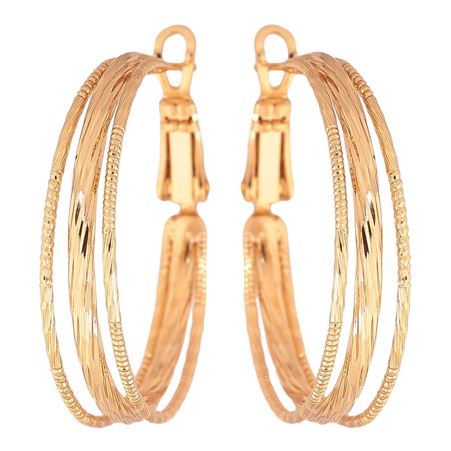 Серьги Xuping цвет Позолота 18K кольца (конго) "Декоративный узор" ø 3см фото №1 Серьги Xuping цвет Позолота 18K кольца (конго) "Декоративный узор" ø 3см фото №1