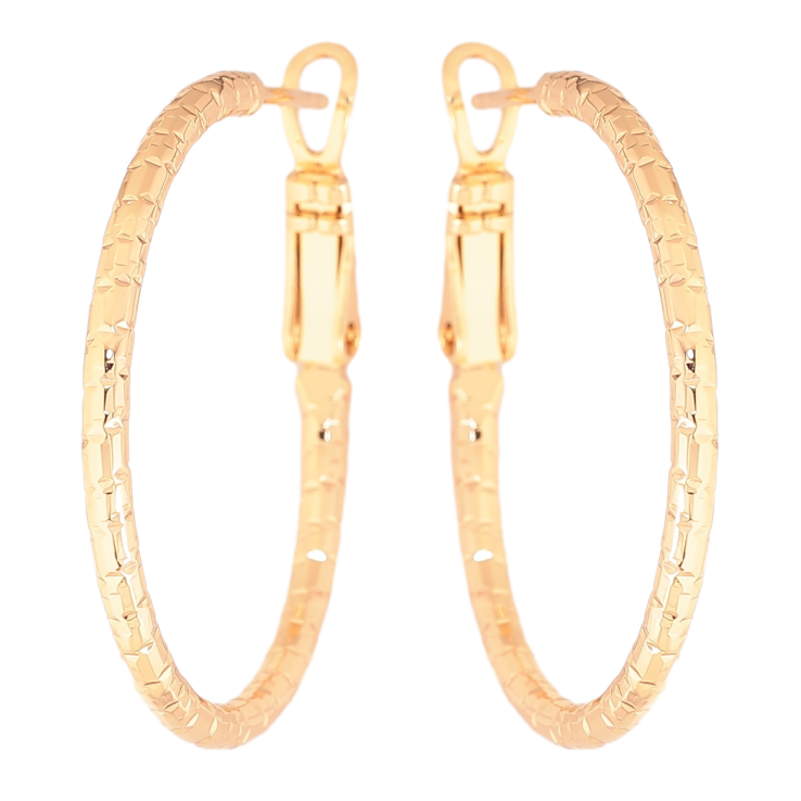 Серьги Xuping цвет Позолота 18K кольца (конго) "Декоративный узор" ø 3см фото №11