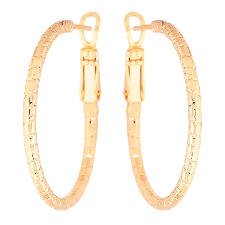 Сережки Xuping колір Позолота 18K кільця (конго) "Декоративний візерунок" ø 3см фото №8
