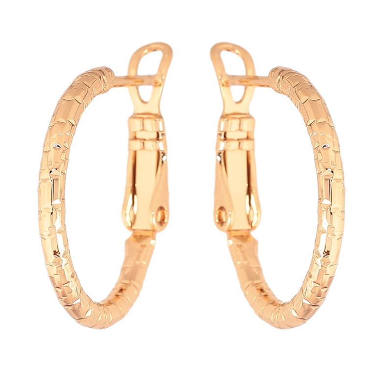 Сережки Xuping колір Позолота 18K кільця (конго) "Декоративний візерунок" ø 2см фото №15 Сережки Xuping колір Позолота 18K кільця (конго) "Декоративний візерунок" ø 2см фото №15