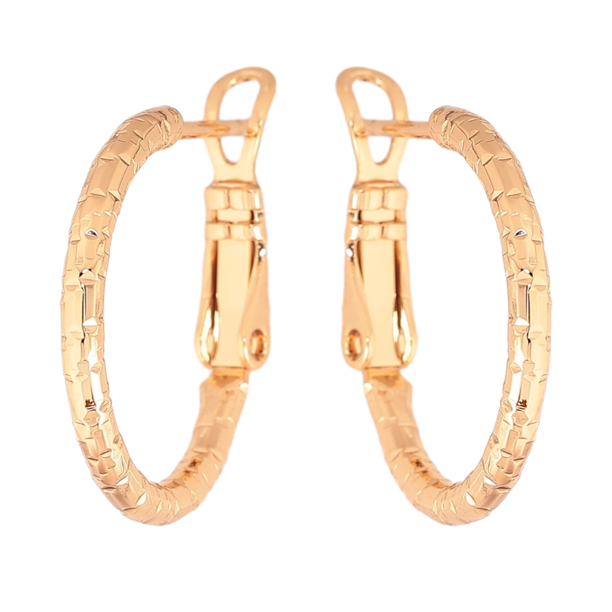 Сережки Xuping колір Позолота 18K кільця (конго) "Декоративний візерунок" ø 2см фото №1 Сережки Xuping колір Позолота 18K кільця (конго) "Декоративний візерунок" ø 2см фото №1