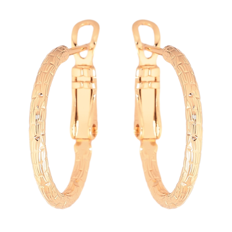 Сережки Xuping колір Позолота 18K кільця (конго) "Декоративний візерунок" ø 2см фото №5 Сережки Xuping колір Позолота 18K кільця (конго) "Декоративний візерунок" ø 2см фото №5
