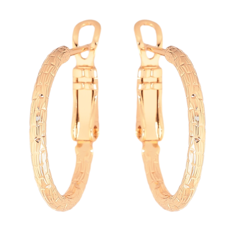 Сережки Xuping колір Позолота 18K кільця (конго) "Декоративний візерунок" ø 2см фото №1 Сережки Xuping колір Позолота 18K кільця (конго) "Декоративний візерунок" ø 2см фото №1