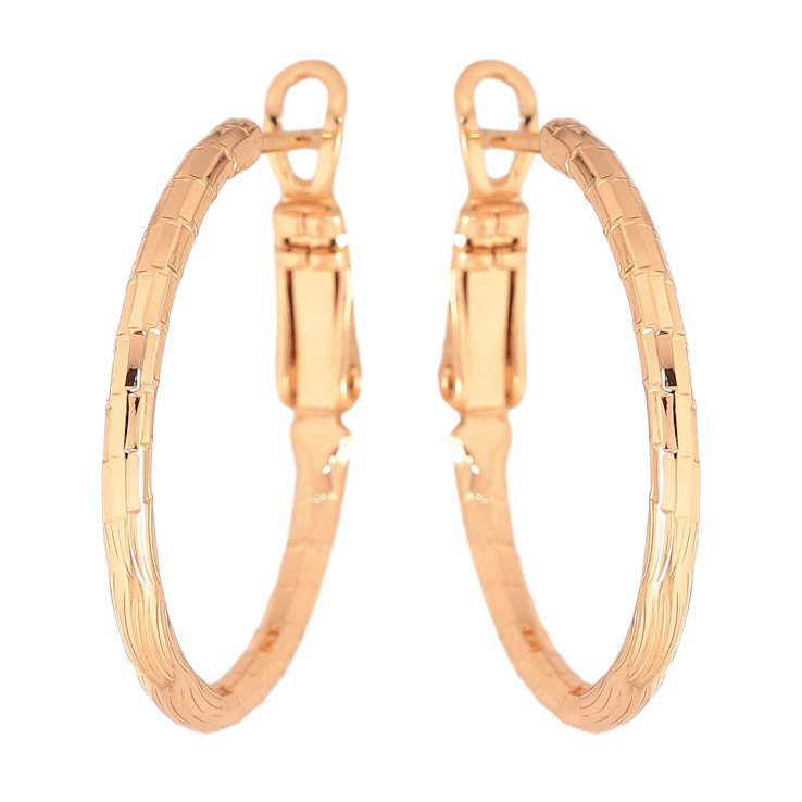Серьги Xuping цвет Позолота 18K кольца (конго) "Декоративный узор" ø 2.5см фото №14