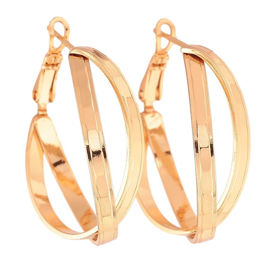 Серьги Xuping цвет Позолота 18K кольца (конго) "Декоративный узор" ø 3см фото №1