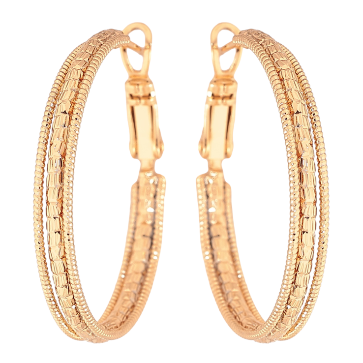 Серьги Xuping цвет Позолота 18K кольца (конго) "Декоративный узор" ø 3см фото №10