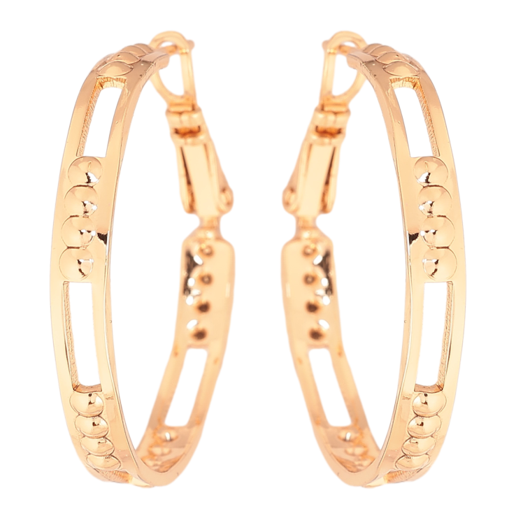 Серьги Xuping цвет Позолота 18K кольца (конго) "Декоративный узор" ø 3см фото №7