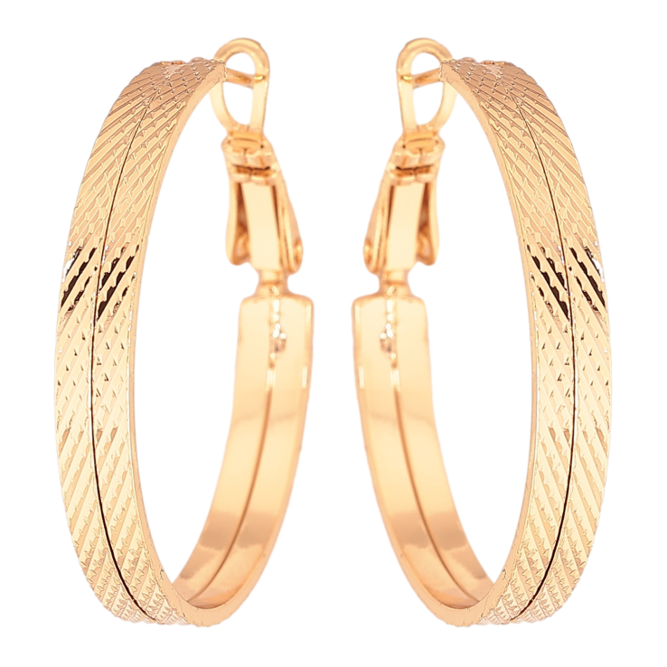 Серьги Xuping цвет Позолота 18K кольца (конго) "Декоративный узор" ø 3см фото №25