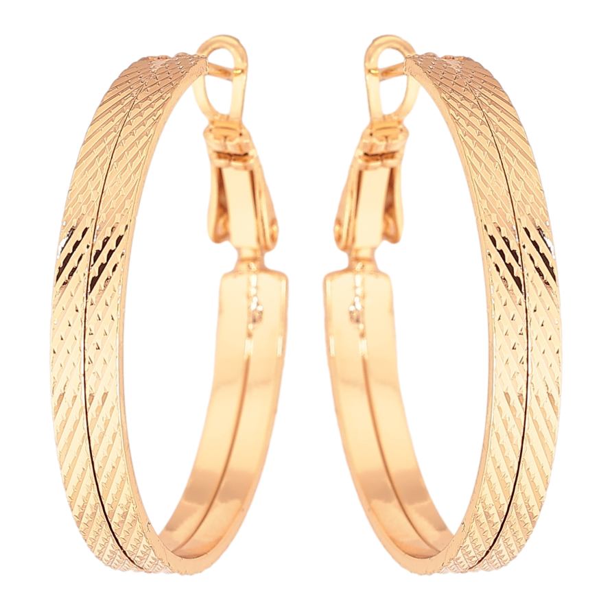 Серьги Xuping цвет Позолота 18K кольца (конго) "Декоративный узор" ø 3см фото №1 Серьги Xuping цвет Позолота 18K кольца (конго) "Декоративный узор" ø 3см фото №1