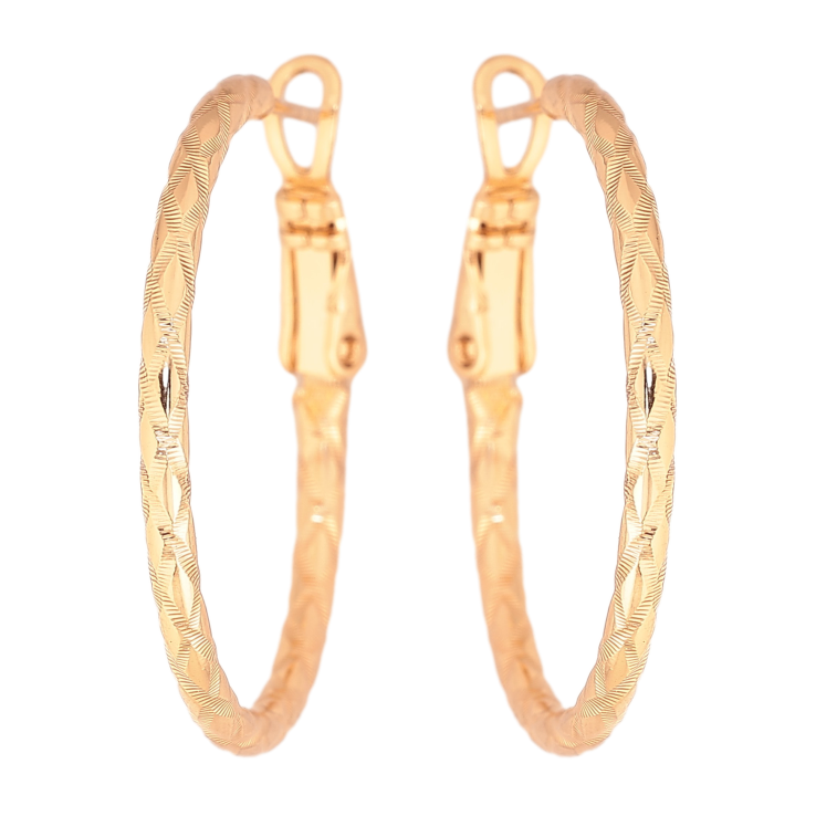 Серьги Xuping цвет Позолота 18K кольца (конго) "Декоративный узор" ø 3см фото №3