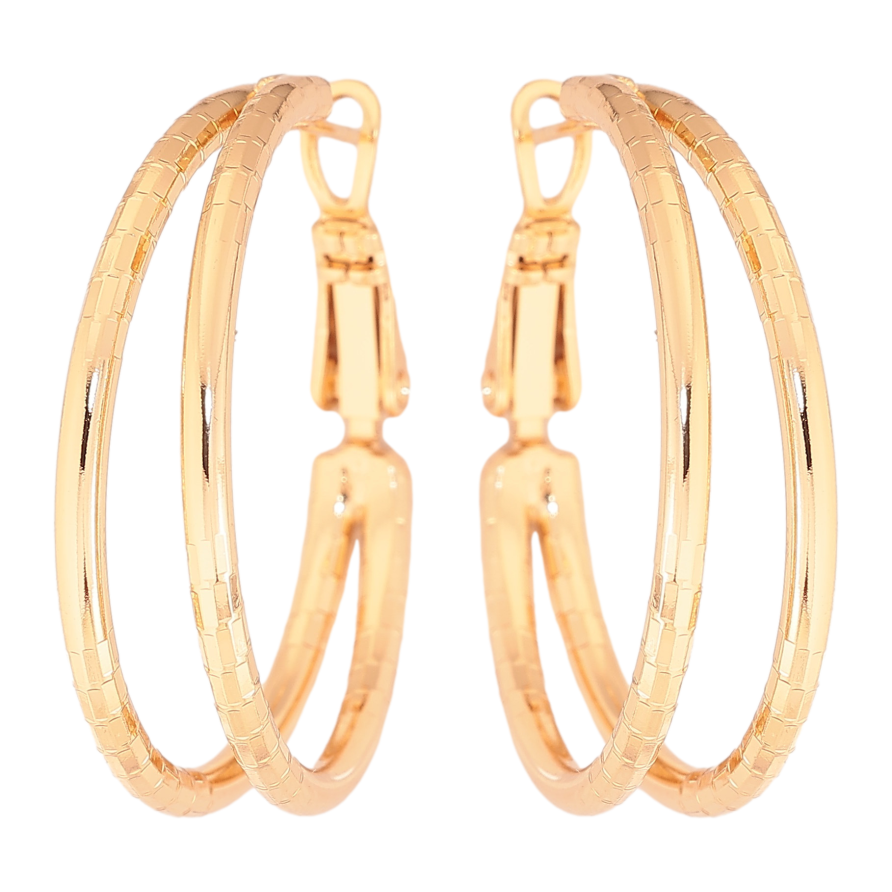 Серьги Xuping цвет Позолота 18K кольца (конго) "Двойные с узором" ø 3см фото №1 Серьги Xuping цвет Позолота 18K кольца (конго) "Двойные с узором" ø 3см фото №1