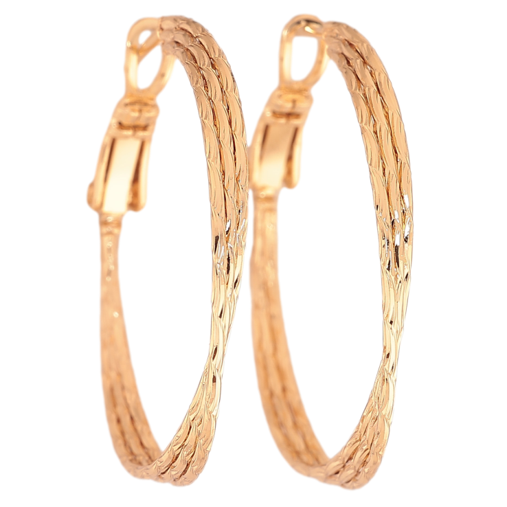 Серьги Xuping цвет Позолота 18K кольца (конго) "Декоративный узор" ø 3см фото №19