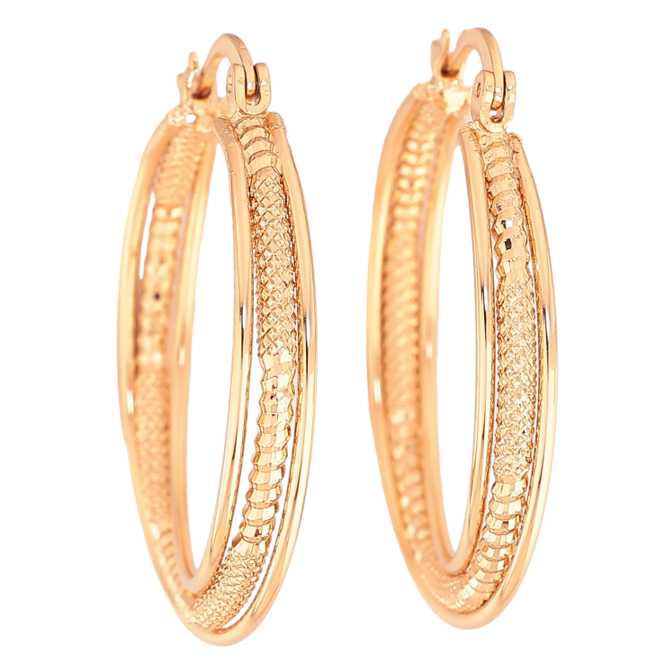 Серьги Xuping цвет Позолота 18K кольца (конго) "Декоративный узор" ø 3см фото №15
